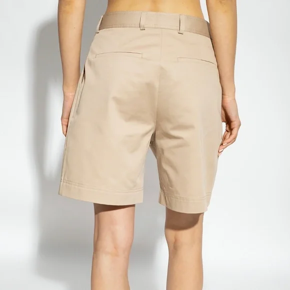 TOTEME Pleated Cotton Twill Shorts in Overcast Beige Size 40 - NWOT - Picture 7 of 8